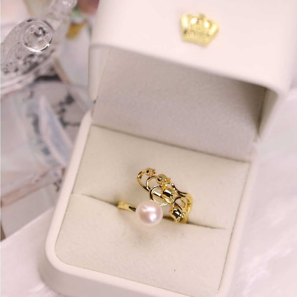 Elegant Gold and Silver Lily of the valley Pearl Rings - Picture 15 of 16
